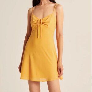 Abercrombie & Fitch Mustard Ruched Bust Slip Dress | Size M